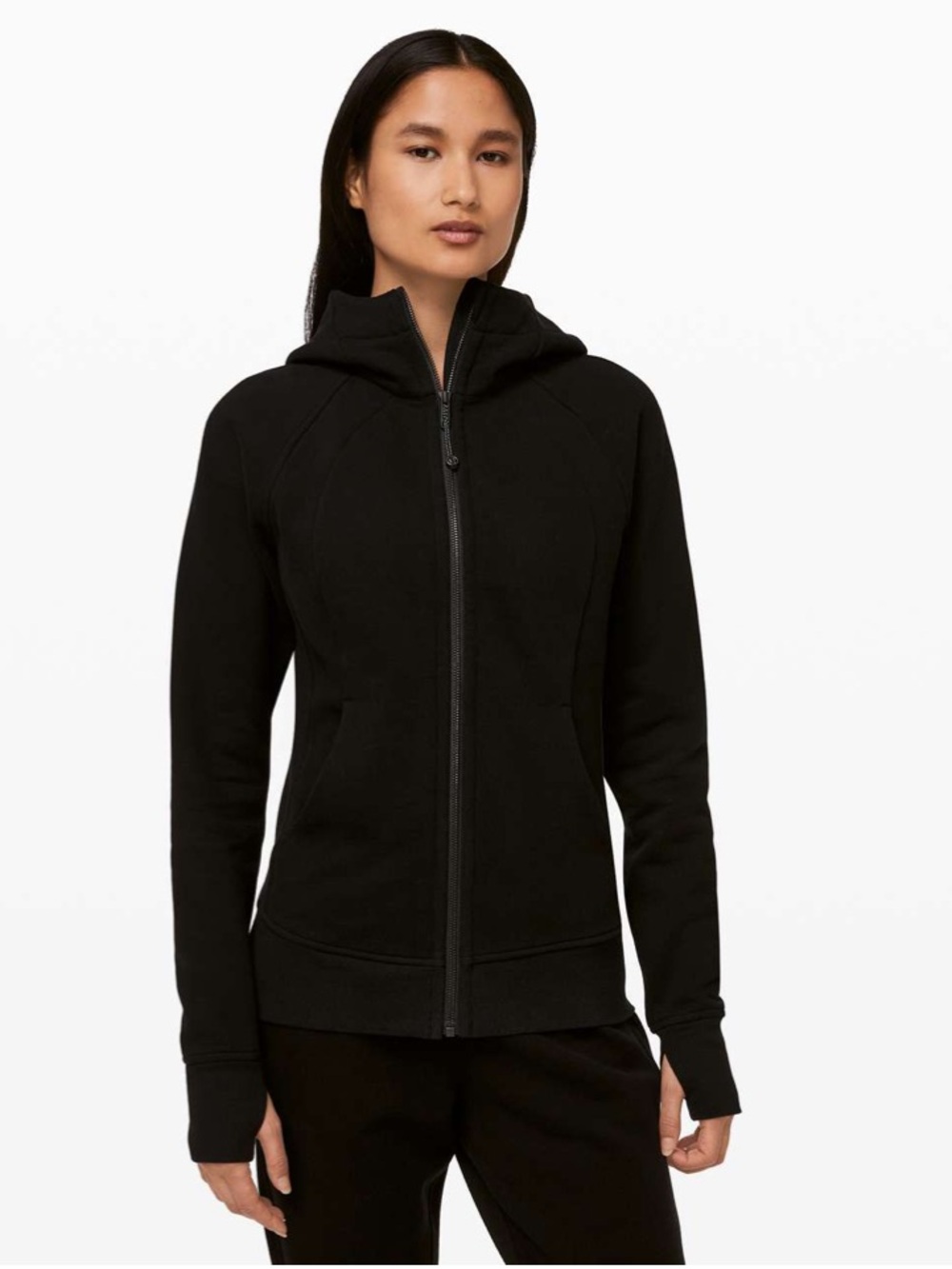 Lululemon Scuba Hoodie Light Cotton Fleece Black Full Zip W Oilers Logo Jacket